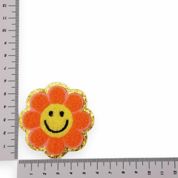 Patches | Sun, Flower | 60mm | orange, yellow, gold, glitter