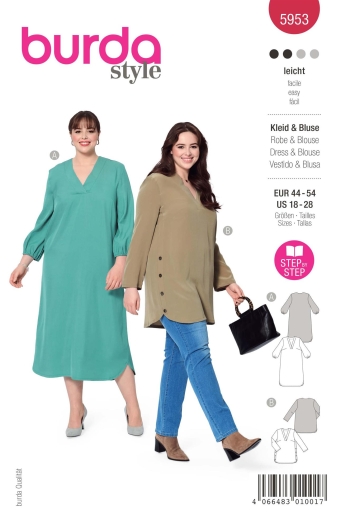 Bluse + Kleid | BURDA | Gr: 44-54 | Level: 2