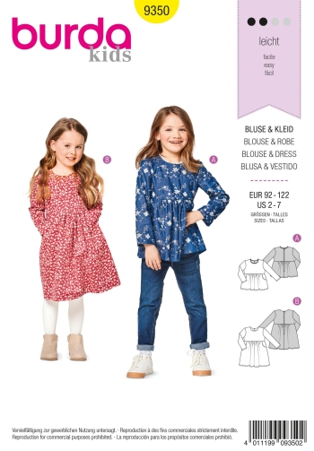 Bluse + Kleid | BURDA | Gr: 92 - 122 | Level: 2