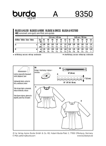 Bluse + Kleid | BURDA | Gr: 92 - 122 | Level: 2