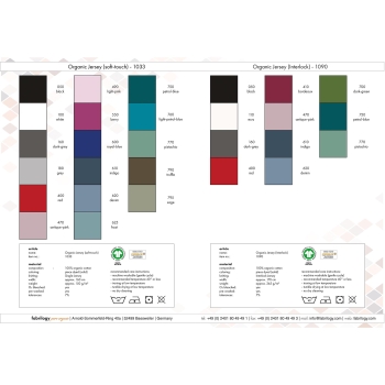 COLOR BOOK - Organic Jersey (soft-touch) / Jersey (Interlock)
