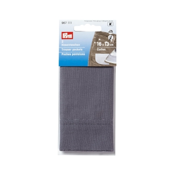 Trouser pockets half, to iron on, 16 x 13cm, grey