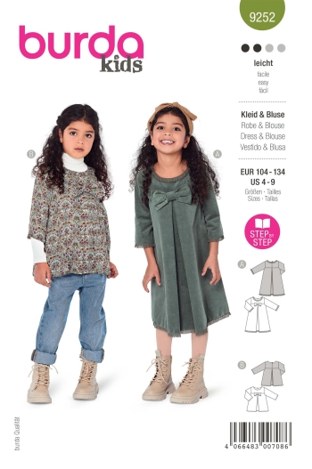 Kleid  + Bluse | BURDA | Gr: 104-134 | Level: 2