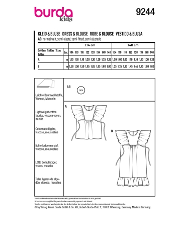 Kleid+Bluse | BURDA | Gr: 104-146 | Level: 2