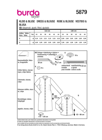 Kleid + Bluse | BURDA | Gr: 34 - 44 | Level: 3
