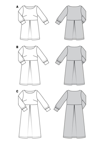 Kleid mit U-Boot-Ausschnitt und Bündchenärmeln | BURDA | Gr: 34-48 | Level: 1