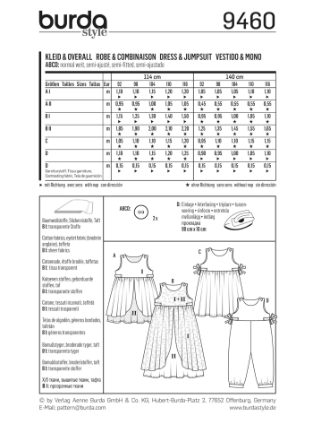 Kleid, Overall | BURDA | Gr: 92-116 | Level: 2