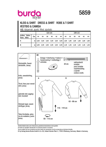 Kleid + Shirt | BURDA | Gr: 34-44 | Level: 2