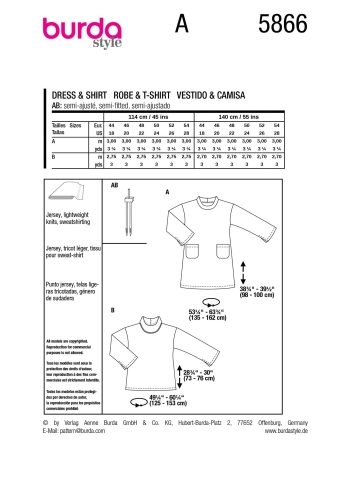 Kleid + Shirt | BURDA | Gr: 44 - 54 | Level: 2
