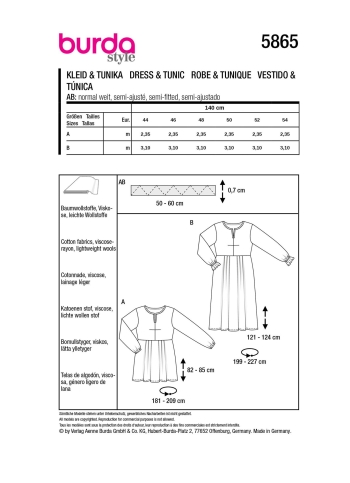 Kleid + Tunika | BURDA | Gr: 44 - 54 | Level: 2
