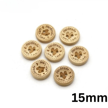 Buttons "Handmade with love" | Wood | beige | various sizes