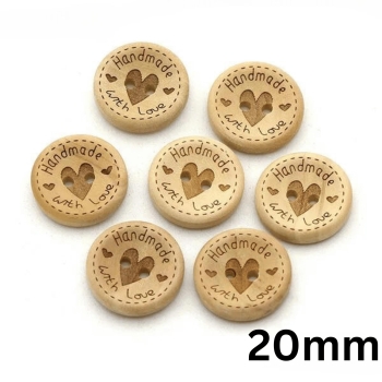 Buttons "Handmade with love" | Wood | beige | various sizes