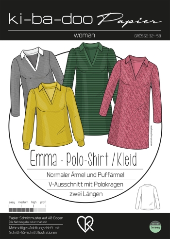 Papierschnitt Polo-Shirt / Kleid Emma Damen | Größe 32-58