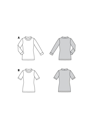 Shirt – figurbetont mit Halsbündchen | BURDA | Gr: 34-44 | Level: 1