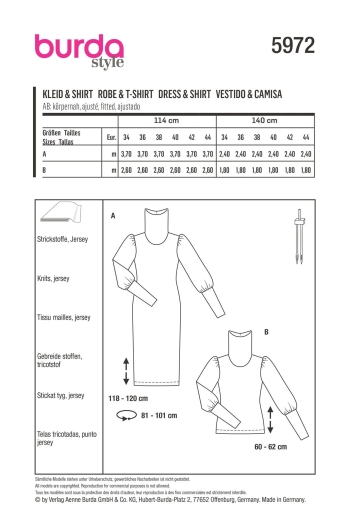 Strickkleid  + Shirt  mit Rollkragen und eingereihten Ärmeln | BURDA | Gr: 34-44 | Level: 2