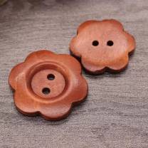 Buttons | flowers | wood | 25mm | redwood