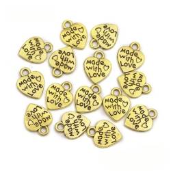 Anhänger | Herz | made with love | 13x10mm | gold