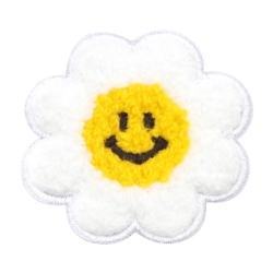 Aufnäher | Blume | Lächeln | 60mm | weiss