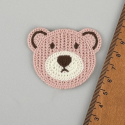 Patches | Embroidery | Bear head | 50x60mm | oldpink