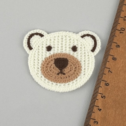 Patches | Embroidery | Bear head | 50x60mm | ecru