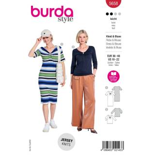 Jersey dress + blouse | BURDA | Gr: 36 - 48 | Level: 2