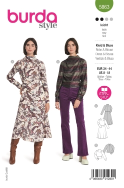 Kleid + Bluse | BURDA | Gr: 34-44 | Level: 2