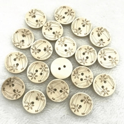 Buttons | flowers | wood | 20mm | beige