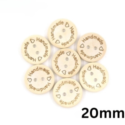 Buttons "Handmade" | Wood | beige | 20mm