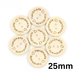 Buttons "Handmade" | Wood | beige | 25mm