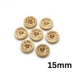 Buttons "Handmade with love" | Wood | beige | 15mm