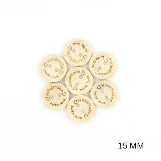 Buttons "Handmade with love"  vers. 2| Wood | beige | 15mm