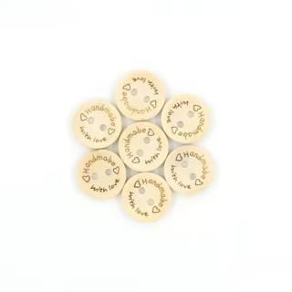 Buttons "Handmade with love"  vers. 2| Wood | beige | various sizes
