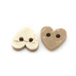 Buttons | Hearts | Wood | 11mm | beige