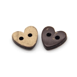 Buttons | Hearts | Wood | 11mm | brown