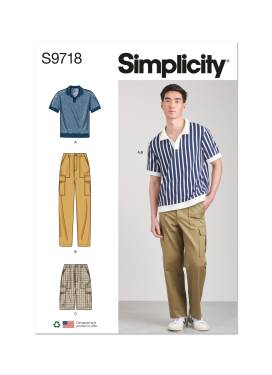 Men's Knit Top, Cargo Pants and Shorts | Simplicity | 9718