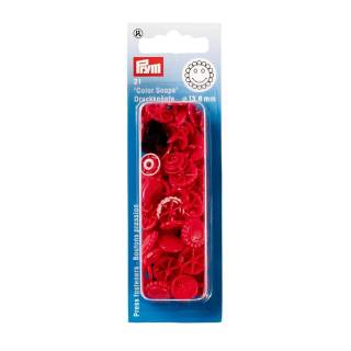 Non-sew press fasteners, Colour Snaps, flower, 13.6mm, red