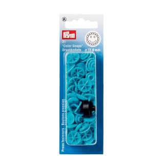 Non-sew press fasteners, Colour Snaps, flower, 13.6mm, turquoise