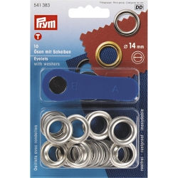 Eyelets and washers, 14.0 mm, silver-coloured