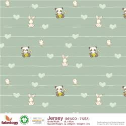 Stripe panda rabbit bird heart - GOTS