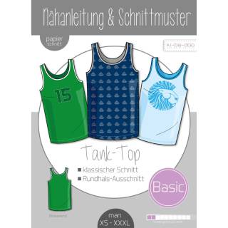 Paper Sewing Pattern Basic Tank Top Men | Size: XS - XXXL