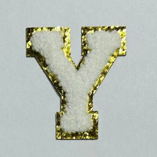Patch it! | Design 113 | Buchstabe: Y | aufklebbar | 6x5,3 cm | weiß