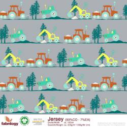 *REPRINT* Excavator and  tractor - GOTS - grey