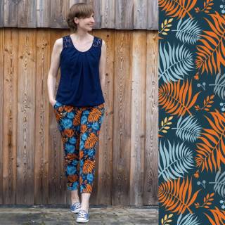 REMNANTS | 100 cm | Urban jungle (French Terry) - GOTS - ink blue