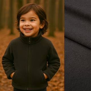RESTSTÜCK | 110 cm | Bio Fleece (double-sided polar) uni - GOTS - schwarz