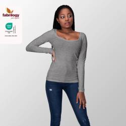 RESTSTÜCK | 110 cm | Bio Jersey - meliert - hellgrau