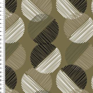 RESTSTÜCK | 120 cm | gestreifte Kreise - GOTS - olivgrün