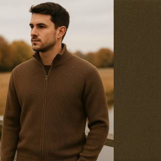 RESTSTÜCK | 140 cm | Bio Strick (Interlock) - GOTS - trüffel