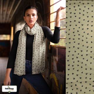 REMNANTS | 150 cm | Sketchy Hearts (Double Gauze flat) - ECO - Calm Sand 