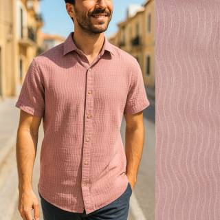 REMNANTS | 170 cm | Wave Whisper (Jacquard Musselin) - ECO - Salmon