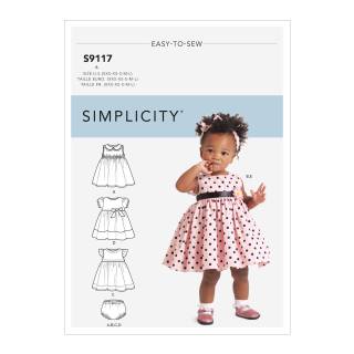 Simplicity Schnittmuster Babys Babykleid/ hose und Stirnband 9117.A